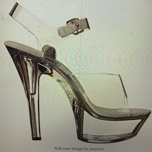 ELLIE CLEAR 2” LUCITE PLATFORM OPEN TOES EXOTIC DANCER 6” HIGH HEELS Size 10M - Picture 1 of 14